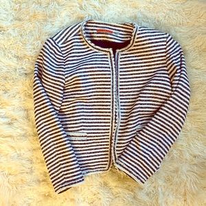 Alice and Olivia cropped jacket navy striped